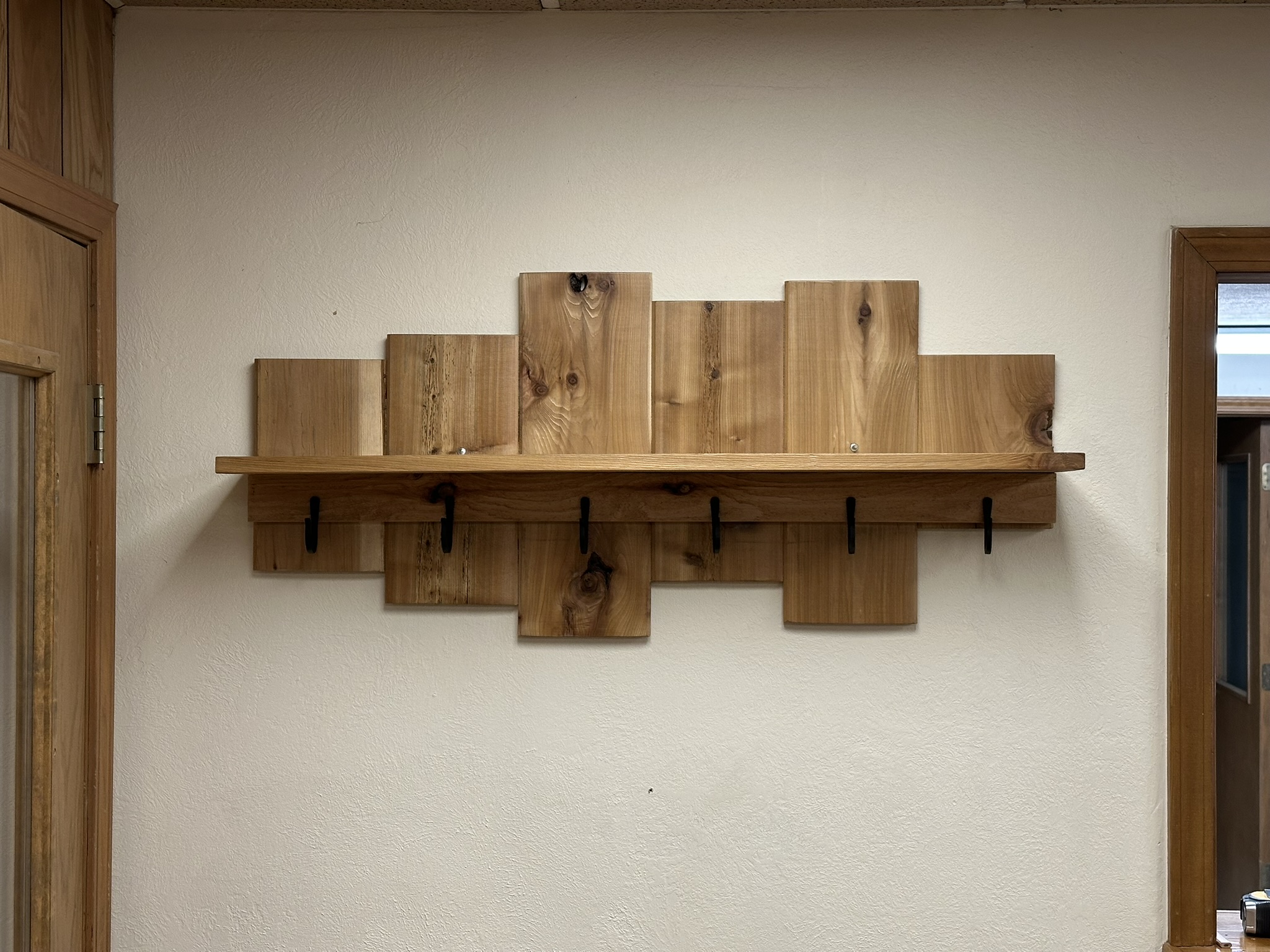 Handmade Floating Shelves with Hooks- $95