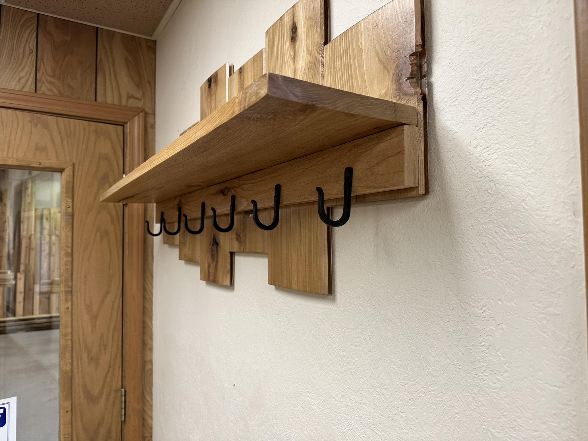 Handmade Floating Shelves with Hooks- $95 - Image 3